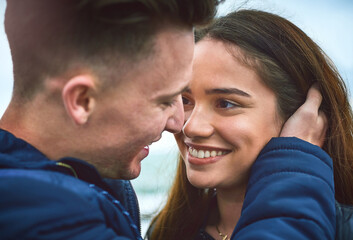 Hold on to love. Shot of a happy young couple spending a romantic day together outdoors.