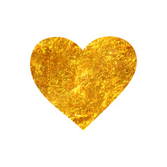 Hand drawn gold foil texture icon Heart shape