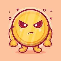 cute money coin character mascot with angry expression isolated cartoon in flat style design 