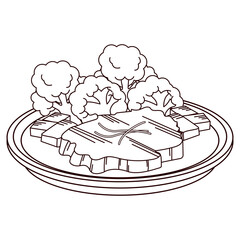 Isolated meat vegetables food healthy nutrition vector illustration