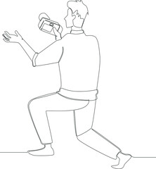 Simple continuous line, Photographer giving instruction about style in photo. Scenes from the Studio.