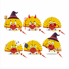 Halloween expression emoticons with cartoon character of yellow chinese fan