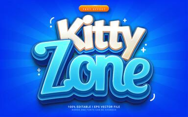 kitty zone cartoon 3d style text effect