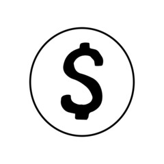 coin with dollar symbol hand drawn in doodle style. vector, line art, nordic, scandinavian, minimalism, monochrome. icon, sticker. money.