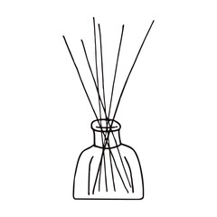 aromatic sticks in a diffuser hand drawn in doodle style. vector, line art, nordic, scandinavian, minimalism, monochrome. icon, sticker. aromatherapy.