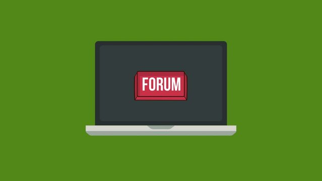 forum web button with cursor animation.click button on laptop screen.4K motion animation