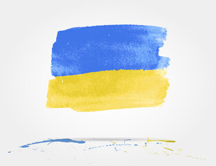 Obraz premium Ukrainian flag painted on white paper with watercolor. Help Ukraine concept