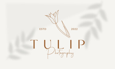 Botanical Floral element Hand Drawn Logo with Wild Flower and Leaves. Logo for spa and beauty salon, boutique, organic shop, wedding, floral designer, interior, photography, cosmetic.