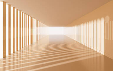 Yellow building tunnels, 3d rendering.