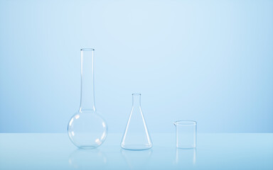 Empty laboratory vessel in a lab, 3d rendering.