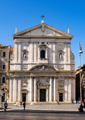 Santa Maria in Vallicella church of Oratorian order, known as Chiesa Nuova, at Corso Vittorio Emanuele II in historic city center of Rome in Italy - obrazy, fototapety, plakaty
