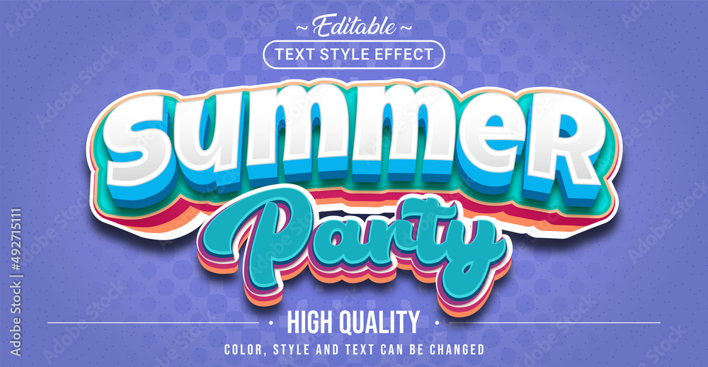 Poster Editable text style effect - Summer Party text style theme.