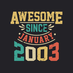 Awesome Since January 2003. Born in January 2003 Retro Vintage Birthday