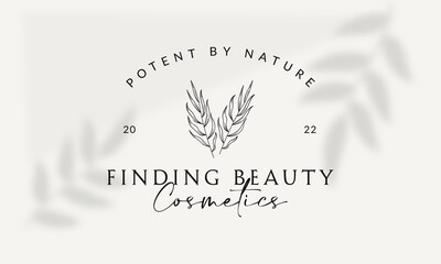 Botanical Floral element Hand Drawn Logo with Wild Flower and Leaves. Logo for spa and beauty salon, boutique, organic shop, wedding, floral designer, interior, photography, cosmetic.