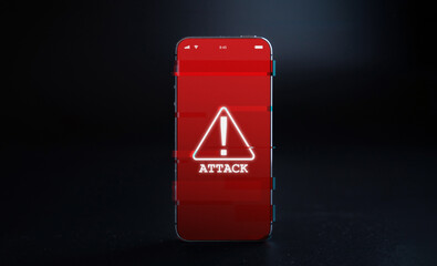Cyber attack hacker smartphone. Internet web hack technology. Digital mobile phone isolated on...