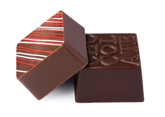 Chocolate sweets on a white background