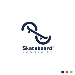 skateboard community logo vector design