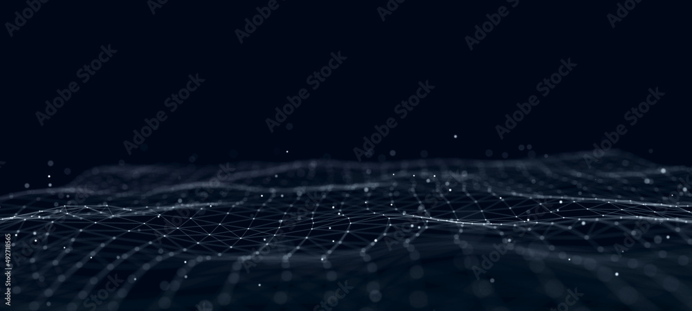 Poster Technological background . Network connection structure. Digital data communication. 3D