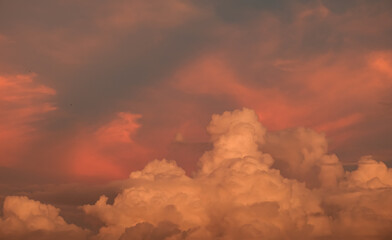 Evening orange cloudy sky