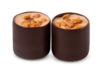 Chocolate candies praline isolated on white background
