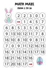 Get cute Easter rabbit to the egg by counting to 16.
