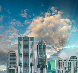 Fototapeta na wymiar Modern buildings of Downtown Miami at sunset, Florida.
