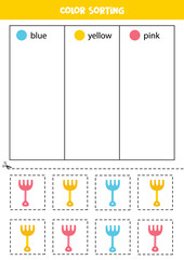 Sort forks by colors. Learning colors for children.