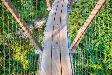 Beautiful Capilano Cliff Walk Suspension Bridge in Vancouver.