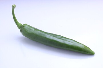 Green hot pepper isolated on a white background. 
