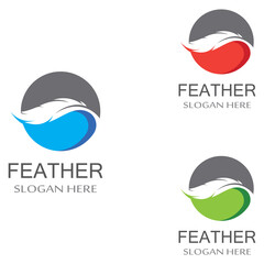 poultry breed feather logo and a pen made of feathers using vector icon design illustration template