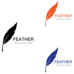 poultry breed feather logo and a pen made of feathers using vector icon design illustration template