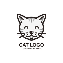 Cute cat face logo design
