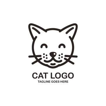 Cute cat face logo design