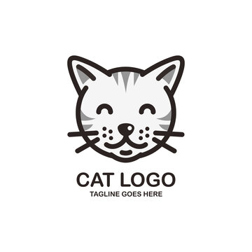 Cute cat face logo design