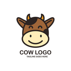 Cute cow face logo design