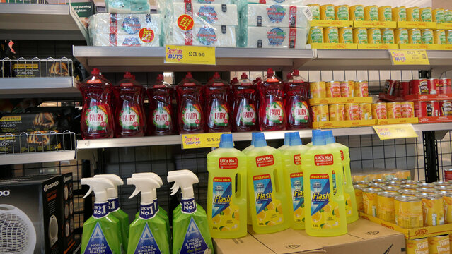 Fairy and other products in Home Bargains store at Larne Co Antrim Northern Ireland 03-03-22