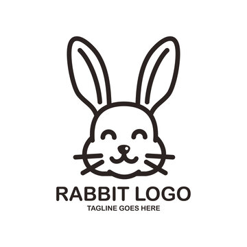 Cute rabbit face logo design