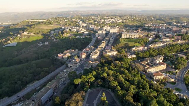 Aerial View of Caltagirone at Sunset, Catania, Sicily, Italy, Europe, World Heritage Site