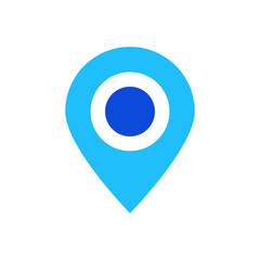 Location pin icon vector graphic illustration in blue