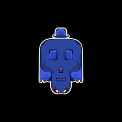 blue skull will fly illustration modern style sticker
