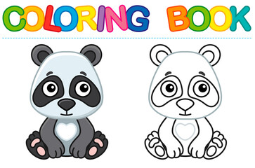 Zoo animal for children coloring book. Funny panda in a cartoon style. Trace the dots and color the picture