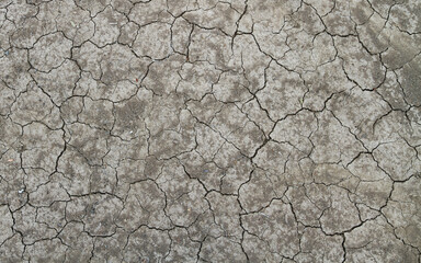 Broken soil, Gray background with fractured soil texture.