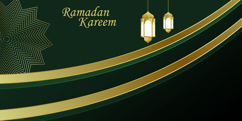 Ramadan background, green and gold background