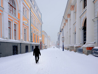 Winter views of Rybny Lane in Moscow