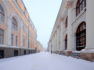 Winter views of Rybny Lane in Moscow