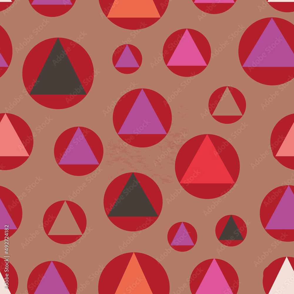 Poster triangles in dots seamless repeat pattern print background