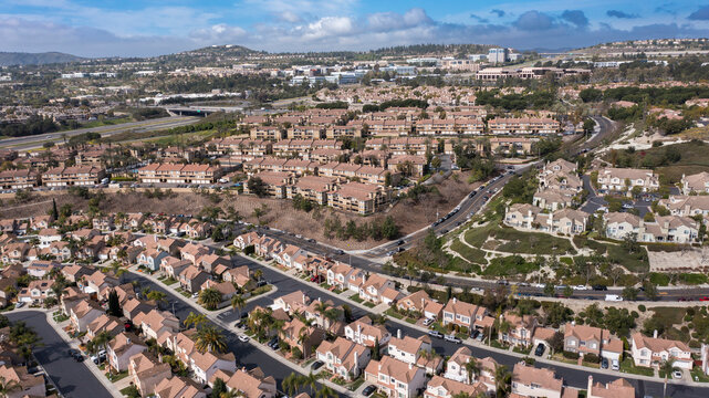 Aerial View Of The Urban Core Of Orange County City Of Aliso Viejo, California, USA.