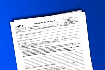 Form 5713 documentation published IRS USA 07.17.2012. American tax document on colored