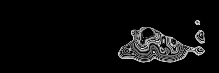 Abstract white contour lines on black background.