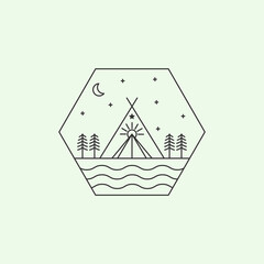teepee tent logo line minimalist art design illustration © Hsn42